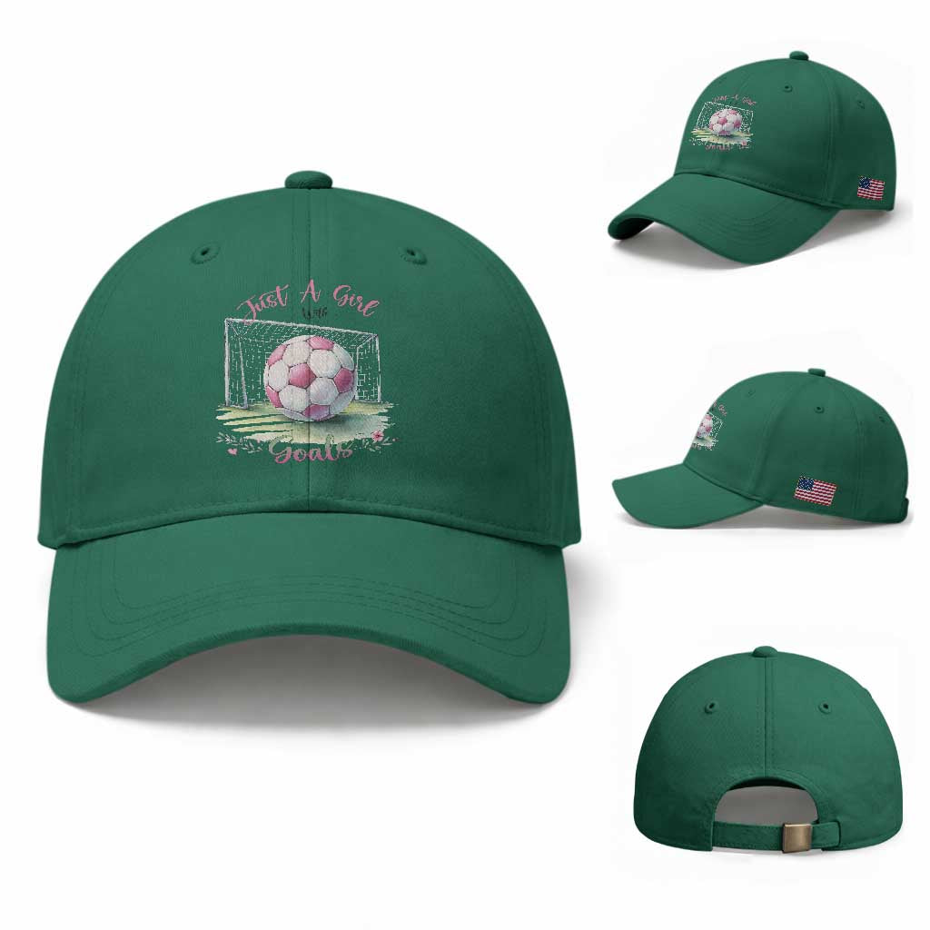 Just A Girl With Goals Baseball Cap Soccer Gift For Her