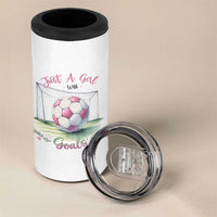 Just A Girl With Goals 4 in 1 Can Cooler Tumbler Soccer Gift For Her