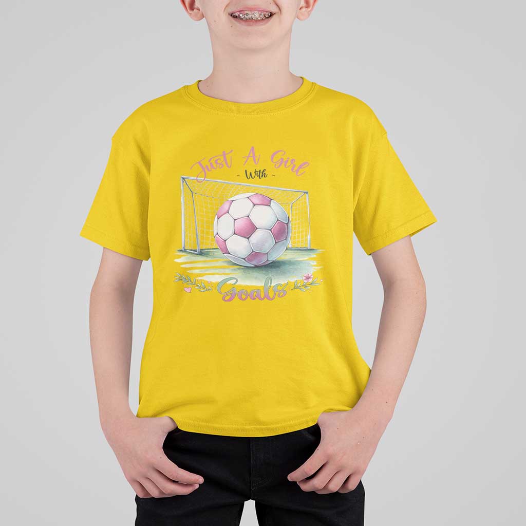 Just A Girl With Goals T Shirt For Kid Soccer Gift For Her