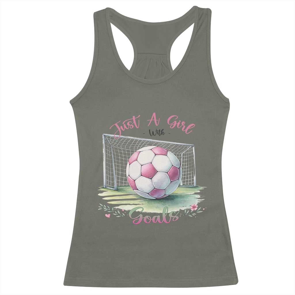 Just A Girl With Goals Racerback Tank Top Soccer Gift For Her