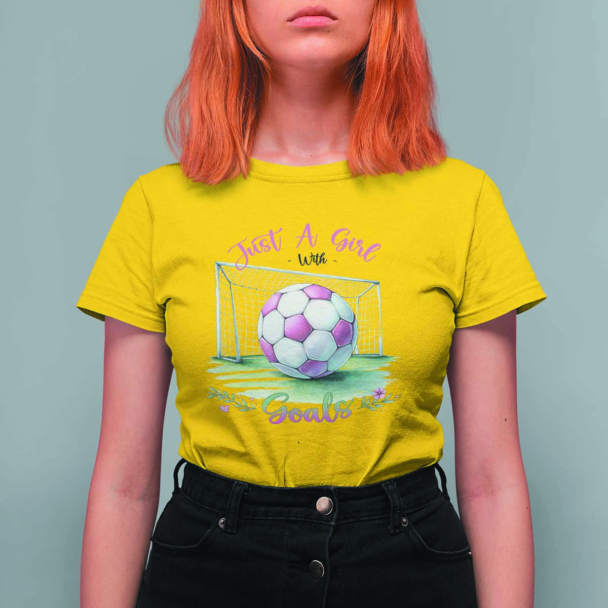 Just A Girl With Goals T Shirt For Women Soccer Gift For Her