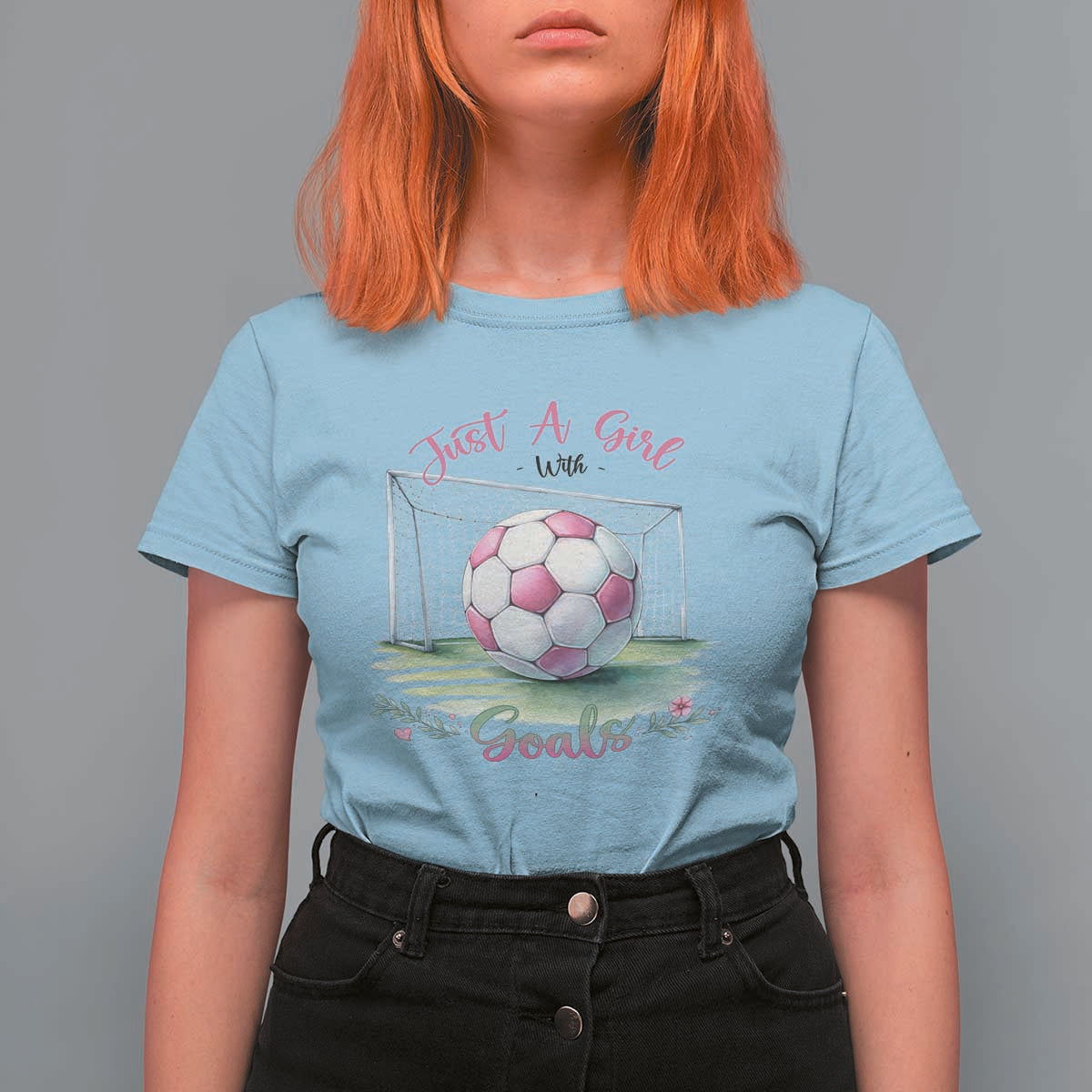 Just A Girl With Goals T Shirt For Women Soccer Gift For Her