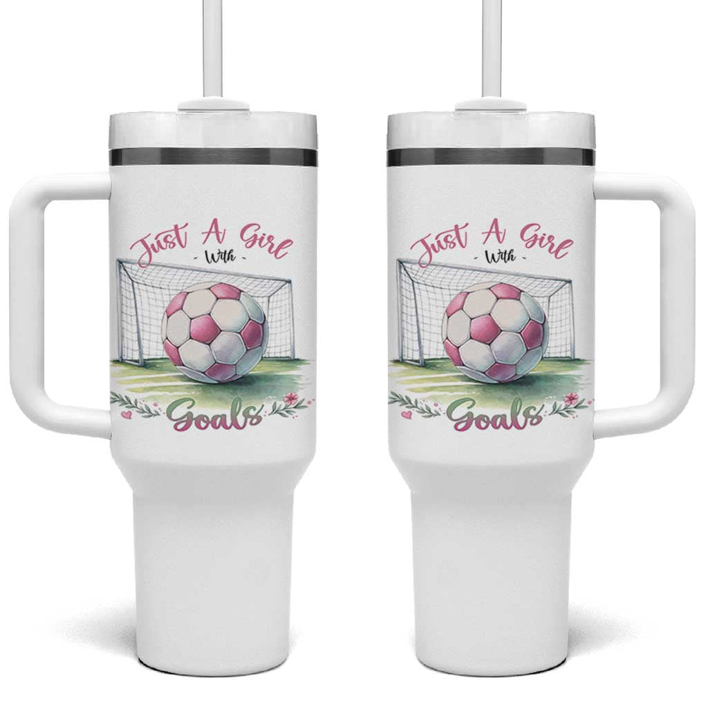 Just A Girl With Goals Tumbler With Handle Soccer Gift For Her