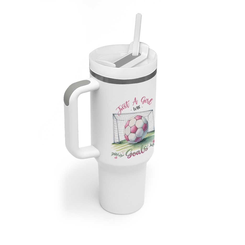 Just A Girl With Goals Tumbler With Handle Soccer Gift For Her