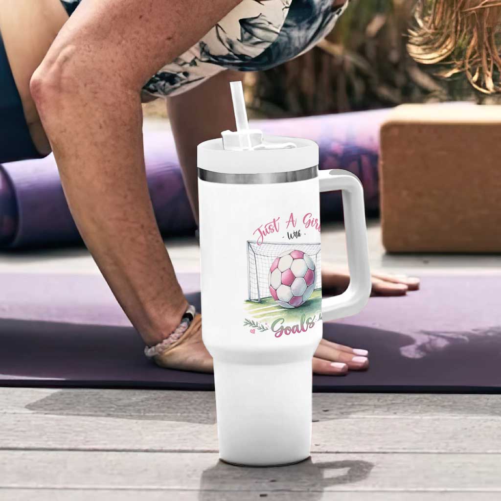Just A Girl With Goals Tumbler With Handle Soccer Gift For Her