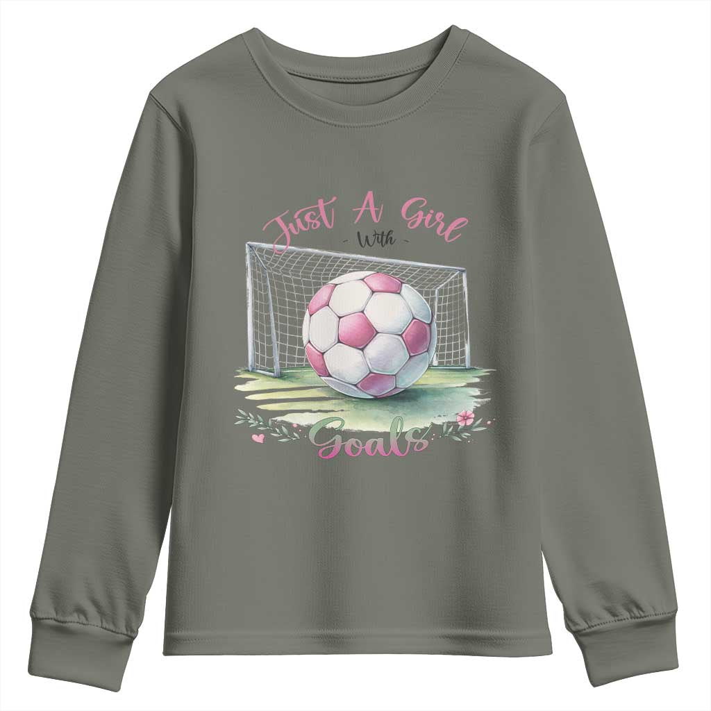 Just A Girl With Goals Youth Sweatshirt Soccer Gift For Her