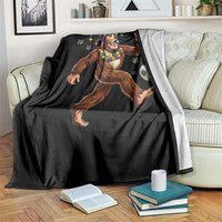Funny Mardi Gras Bigfoot Playing Soccer Throw Blanket Football Fan Gift
