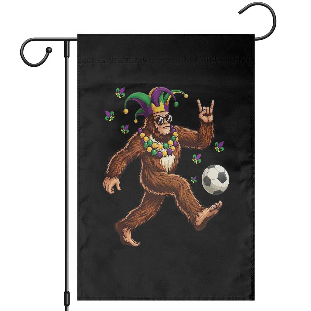 Funny Mardi Gras Bigfoot Playing Soccer Garden Flag Football Fan Gift