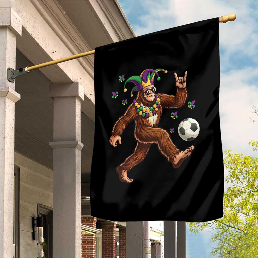 Funny Mardi Gras Bigfoot Playing Soccer Garden Flag Football Fan Gift