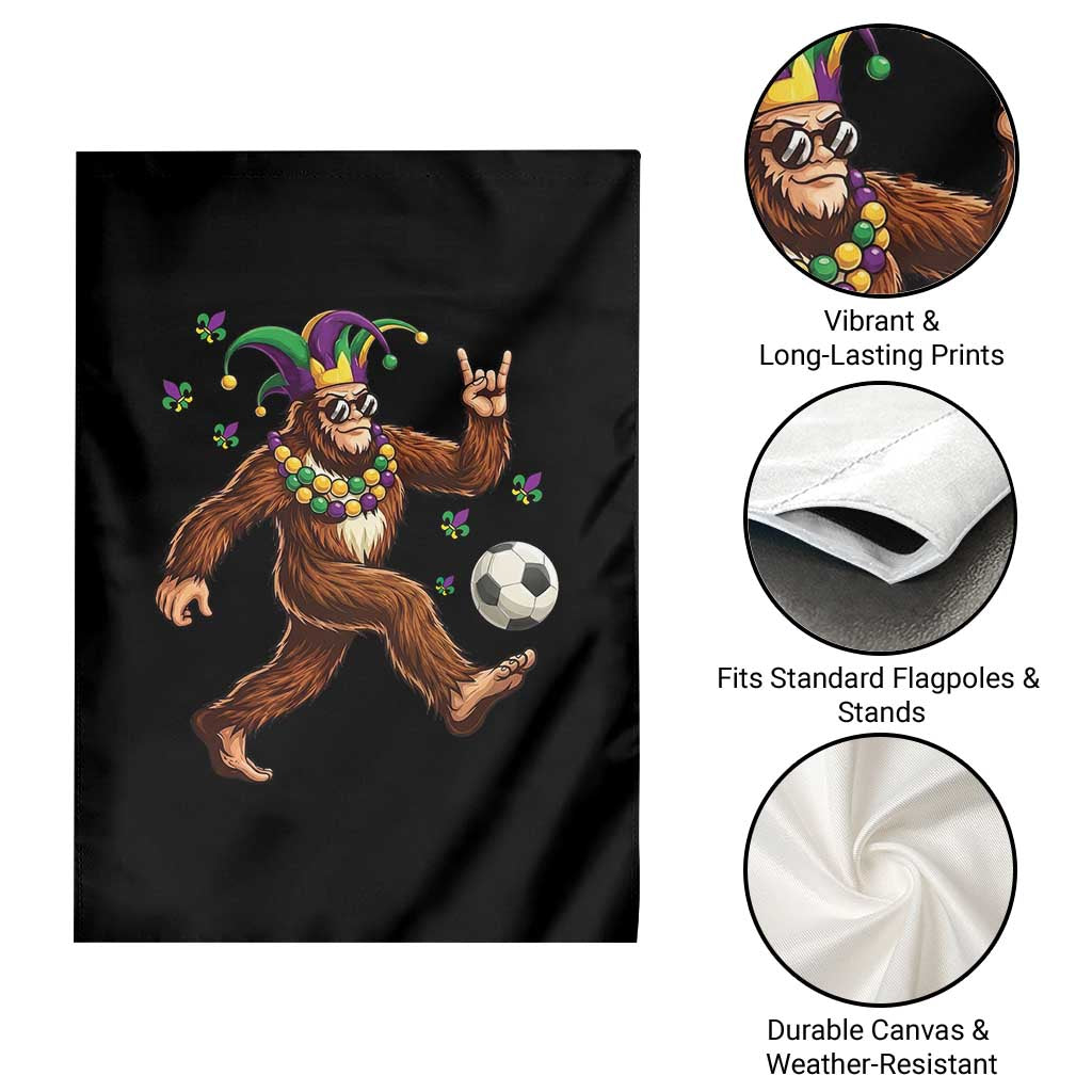 Funny Mardi Gras Bigfoot Playing Soccer Garden Flag Football Fan Gift