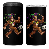 Funny Mardi Gras Bigfoot Playing Soccer 4 in 1 Can Cooler Tumbler Football Fan Gift
