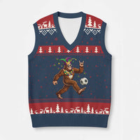 Funny Mardi Gras Bigfoot Playing Soccer V-Neck Knit Sweater Vest Football Fan Gift