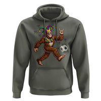 Funny Mardi Gras Bigfoot Playing Soccer Hoodie Football Fan Gift