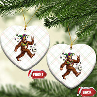 Funny Mardi Gras Bigfoot Playing Soccer Ceramic Ornament Football Fan Gift