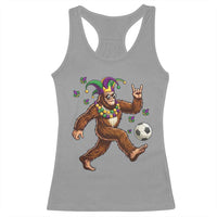 Funny Mardi Gras Bigfoot Playing Soccer Racerback Tank Top Football Fan Gift