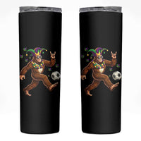 Funny Mardi Gras Bigfoot Playing Soccer Skinny Tumbler Football Fan Gift
