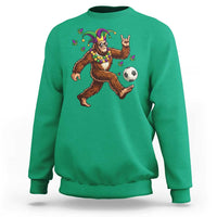 Funny Mardi Gras Bigfoot Playing Soccer Sweatshirt Football Fan Gift