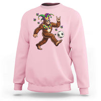 Funny Mardi Gras Bigfoot Playing Soccer Sweatshirt Football Fan Gift