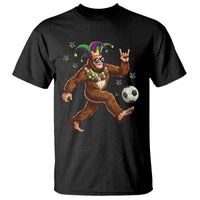 Funny Mardi Gras Bigfoot Playing Soccer T Shirt Football Fan Gift