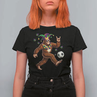 Funny Mardi Gras Bigfoot Playing Soccer T Shirt For Women Football Fan Gift