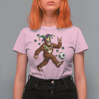 Funny Mardi Gras Bigfoot Playing Soccer T Shirt For Women Football Fan Gift
