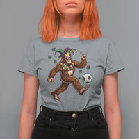 Funny Mardi Gras Bigfoot Playing Soccer T Shirt For Women Football Fan Gift