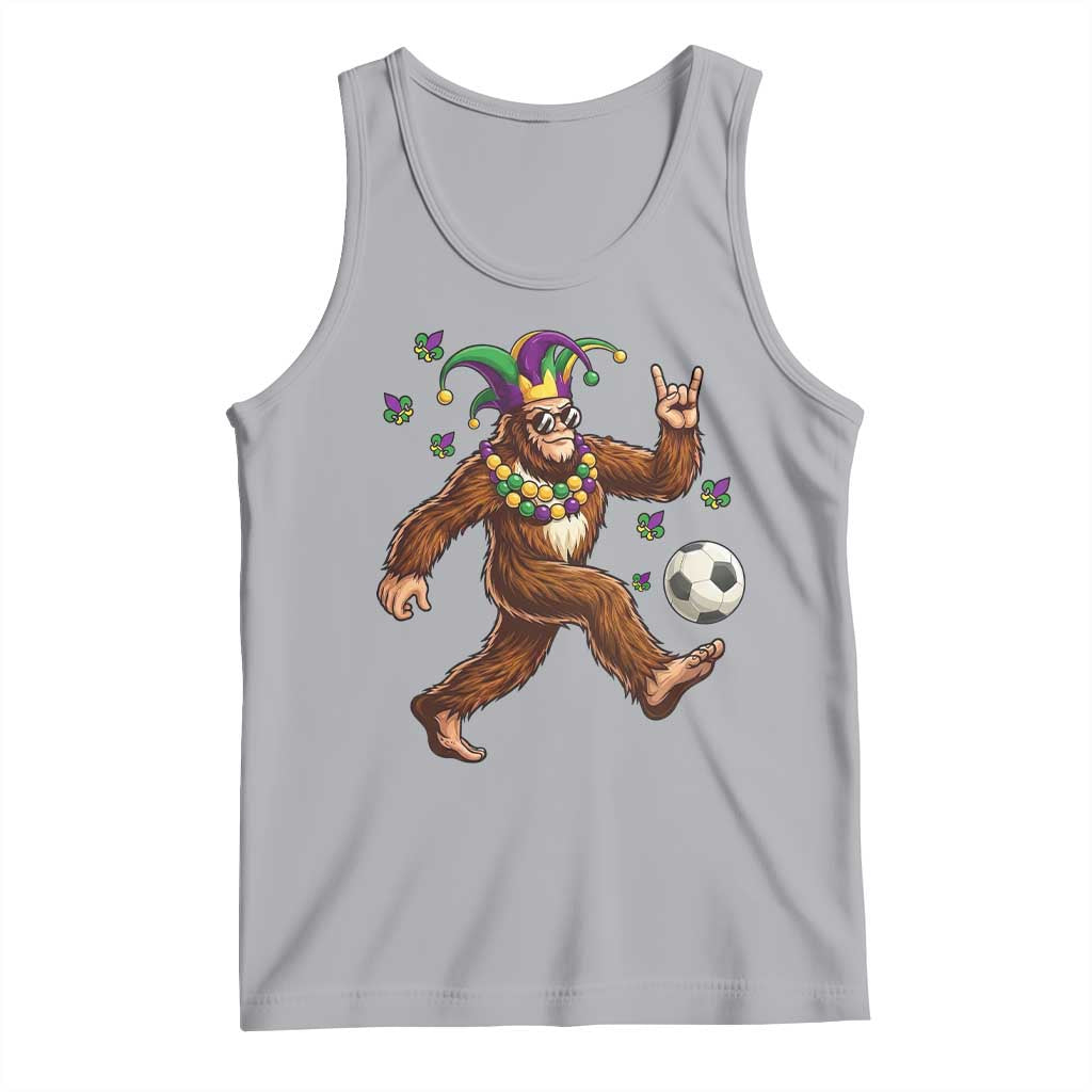 Funny Mardi Gras Bigfoot Playing Soccer Tank Top Football Fan Gift