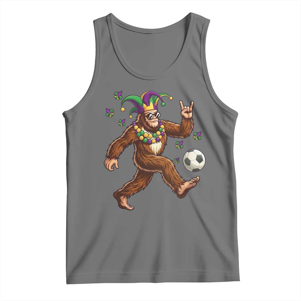 Funny Mardi Gras Bigfoot Playing Soccer Tank Top Football Fan Gift