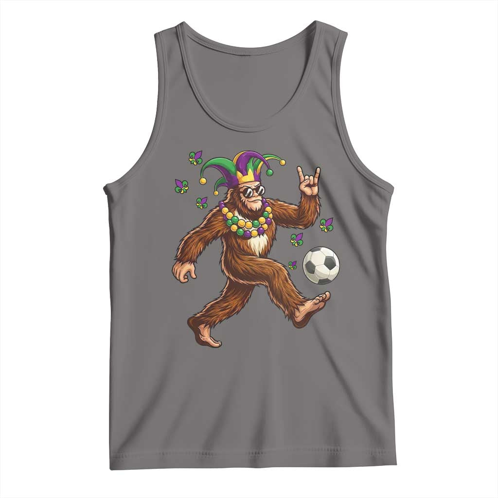 Funny Mardi Gras Bigfoot Playing Soccer Tank Top Football Fan Gift