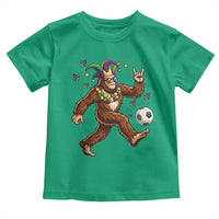 Funny Mardi Gras Bigfoot Playing Soccer Toddler T Shirt Football Fan Gift