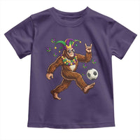 Funny Mardi Gras Bigfoot Playing Soccer Toddler T Shirt Football Fan Gift
