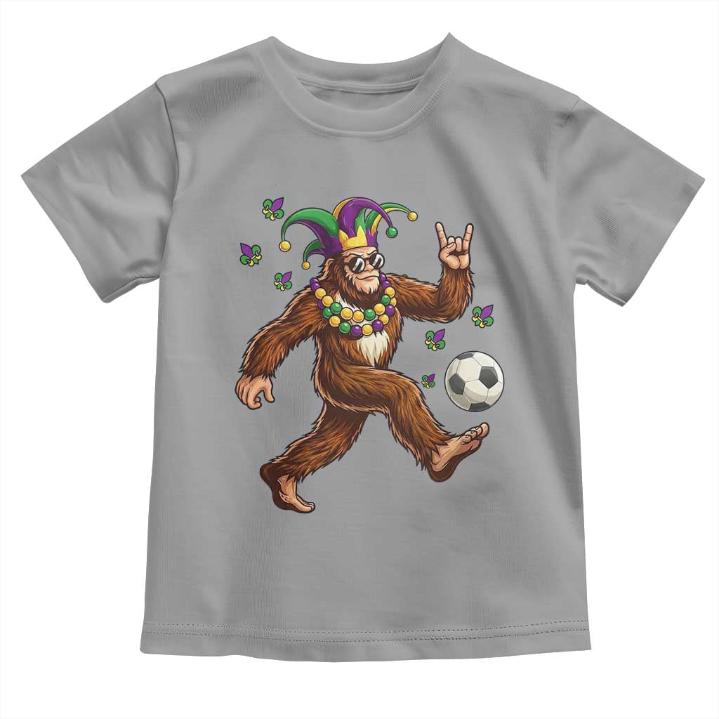 Funny Mardi Gras Bigfoot Playing Soccer Toddler T Shirt Football Fan Gift