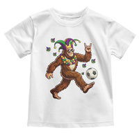 Funny Mardi Gras Bigfoot Playing Soccer Toddler T Shirt Football Fan Gift