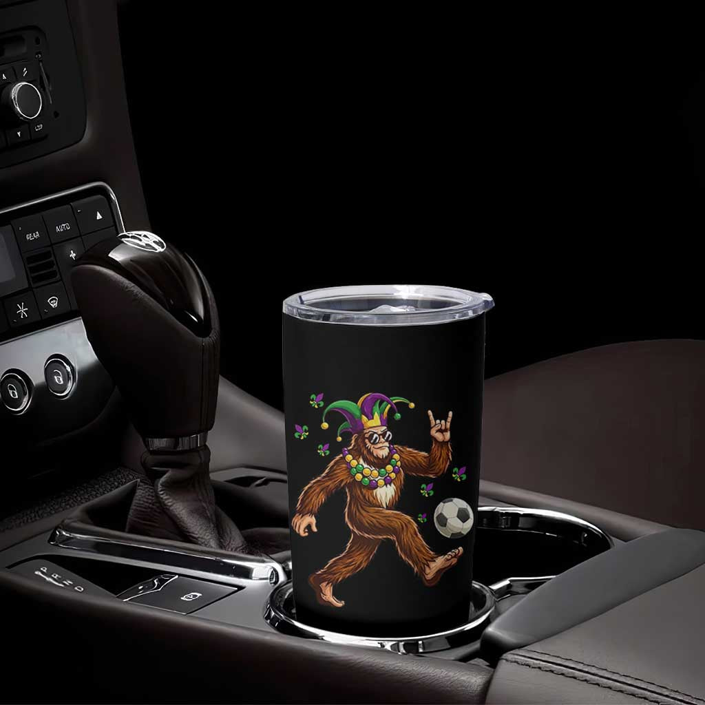 Funny Mardi Gras Bigfoot Playing Soccer Tumbler Cup Football Fan Gift