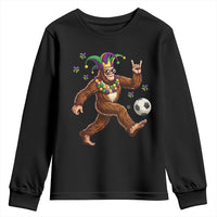 Funny Mardi Gras Bigfoot Playing Soccer Youth Sweatshirt Football Fan Gift