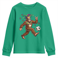 Funny Mardi Gras Bigfoot Playing Soccer Youth Sweatshirt Football Fan Gift