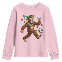 Funny Mardi Gras Bigfoot Playing Soccer Youth Sweatshirt Football Fan Gift