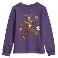 Funny Mardi Gras Bigfoot Playing Soccer Youth Sweatshirt Football Fan Gift