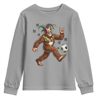 Funny Mardi Gras Bigfoot Playing Soccer Youth Sweatshirt Football Fan Gift