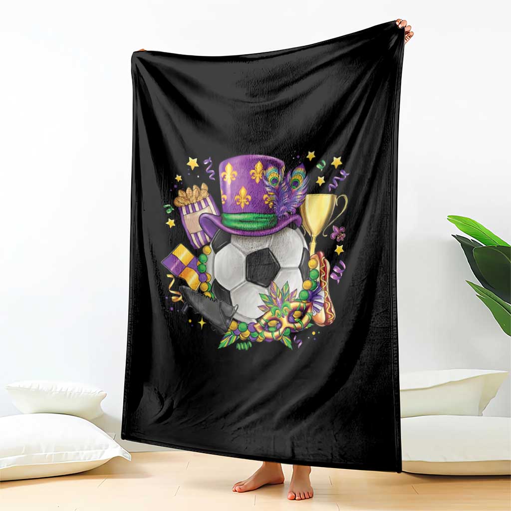 Mardi Gras Soccer Ball Throw Blanket Funny Soccer Player Gift