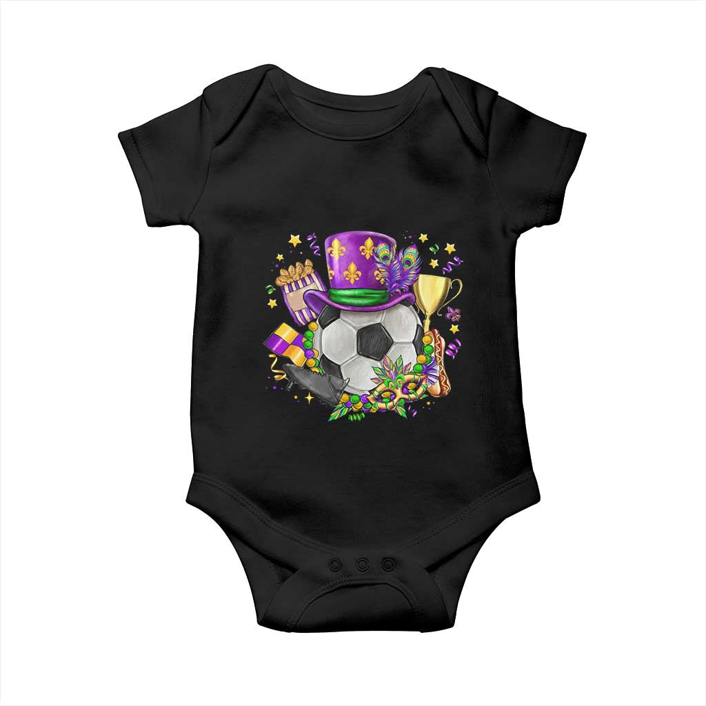 Mardi Gras Soccer Ball Baby Onesie Funny Soccer Player Gift