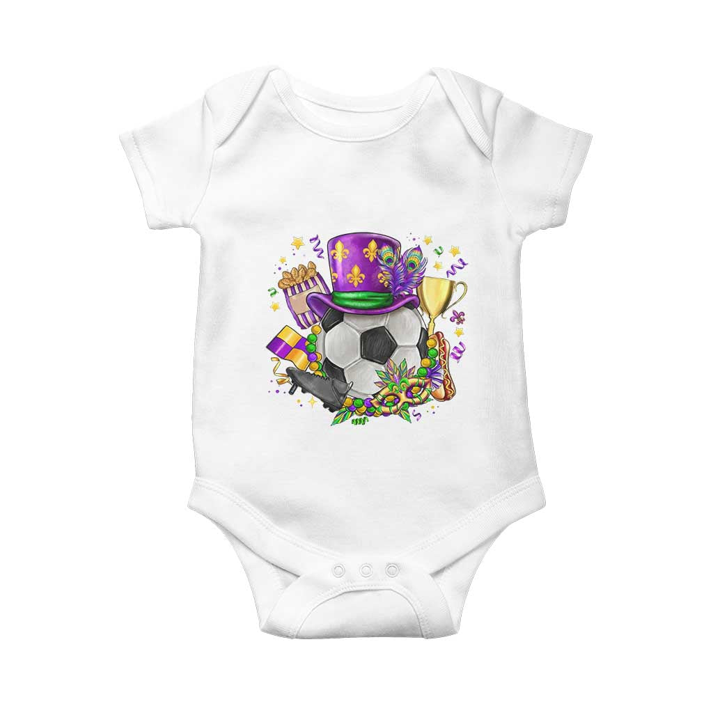 Mardi Gras Soccer Ball Baby Onesie Funny Soccer Player Gift