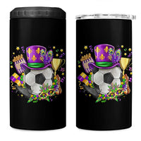 Mardi Gras Soccer Ball 4 in 1 Can Cooler Tumbler Funny Soccer Player Gift