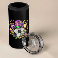 Mardi Gras Soccer Ball 4 in 1 Can Cooler Tumbler Funny Soccer Player Gift