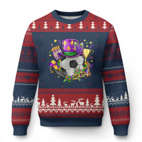 Mardi Gras Soccer Ball Ugly Christmas Sweater Funny Soccer Player Gift