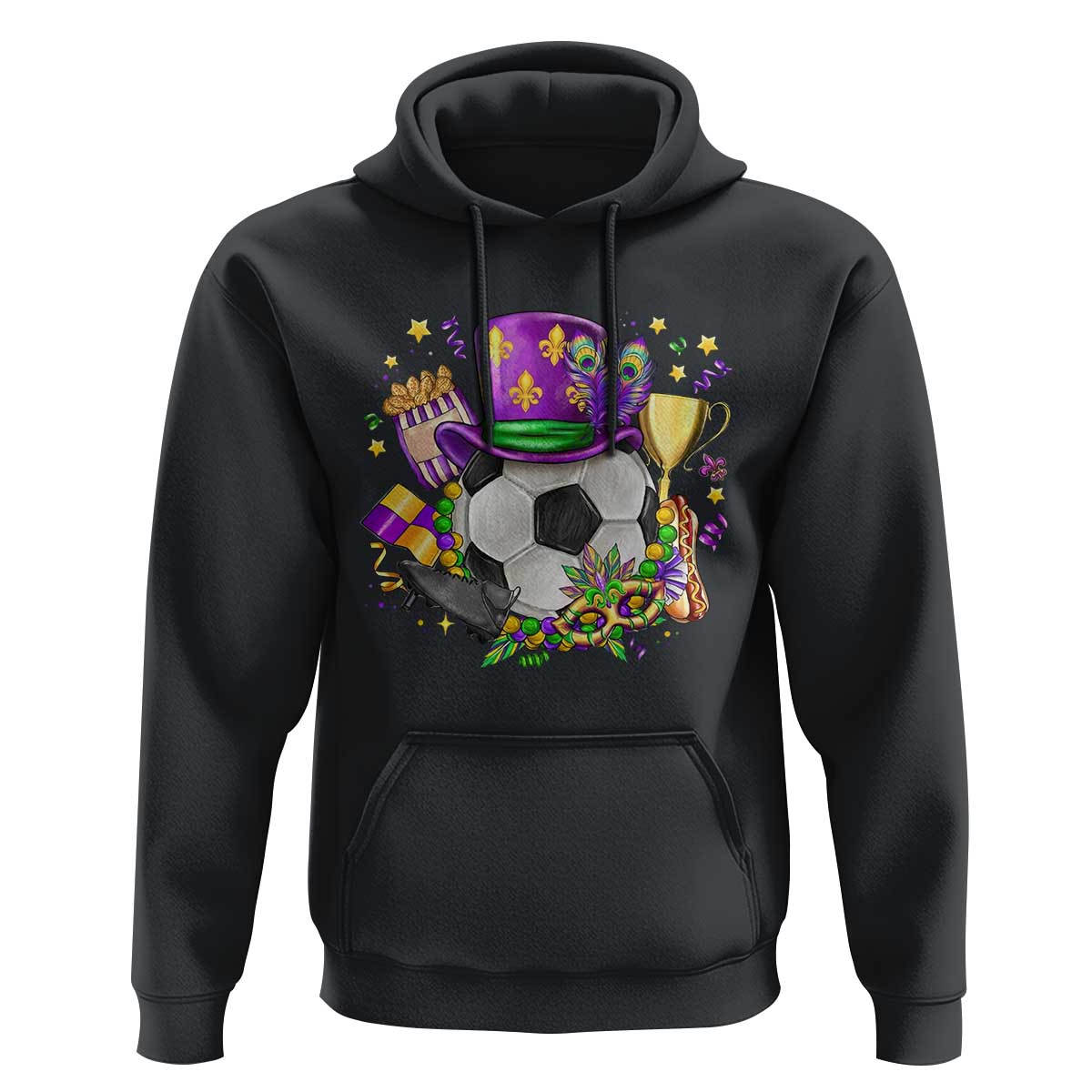 Mardi Gras Soccer Ball Hoodie Funny Soccer Player Gift