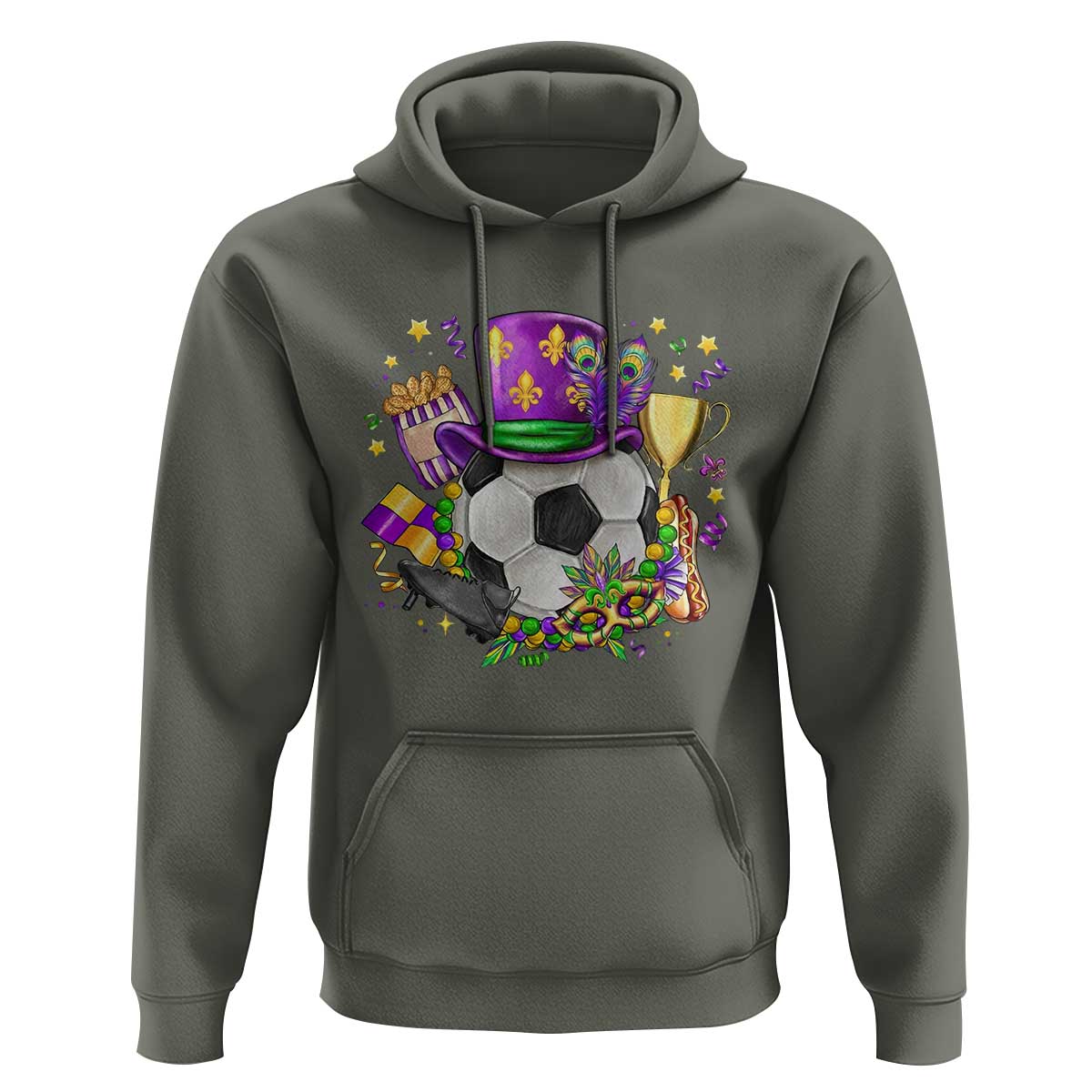 Mardi Gras Soccer Ball Hoodie Funny Soccer Player Gift
