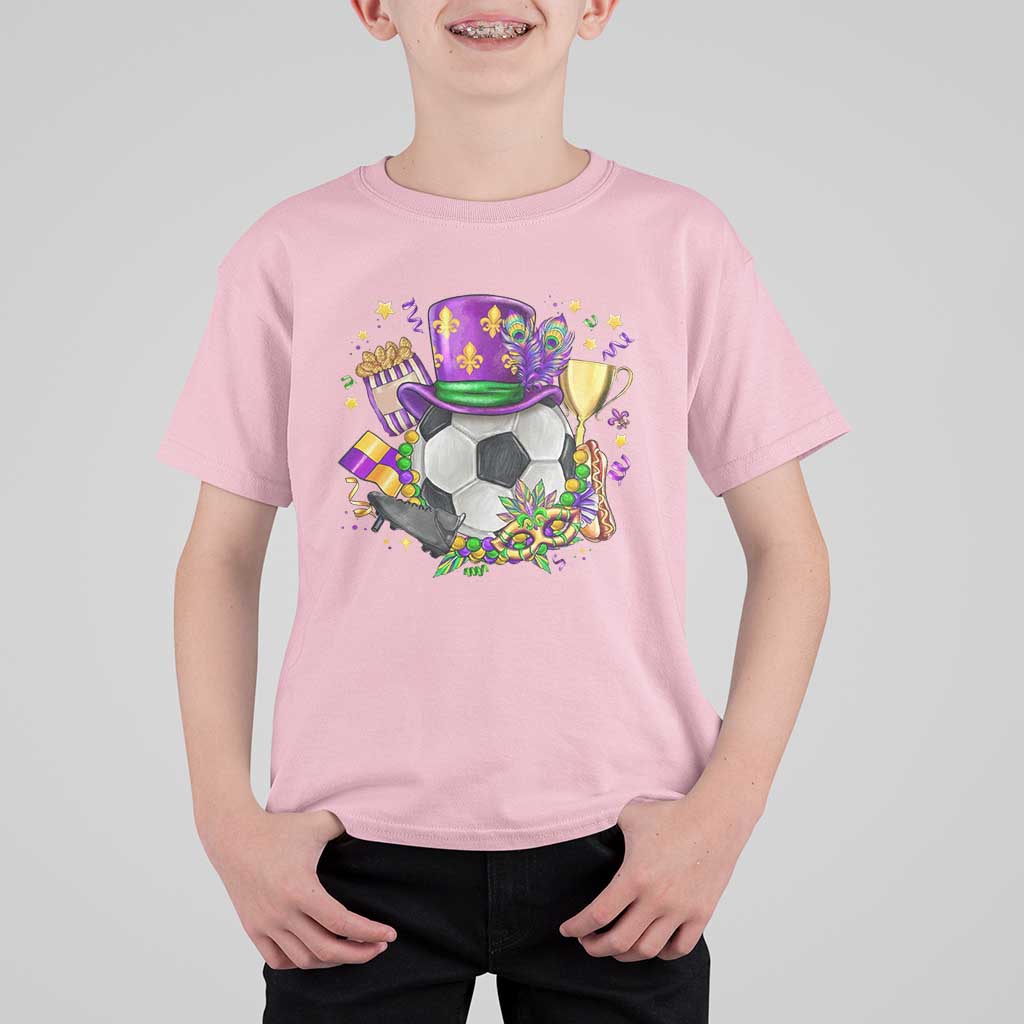Mardi Gras Soccer Ball T Shirt For Kid Funny Soccer Player Gift