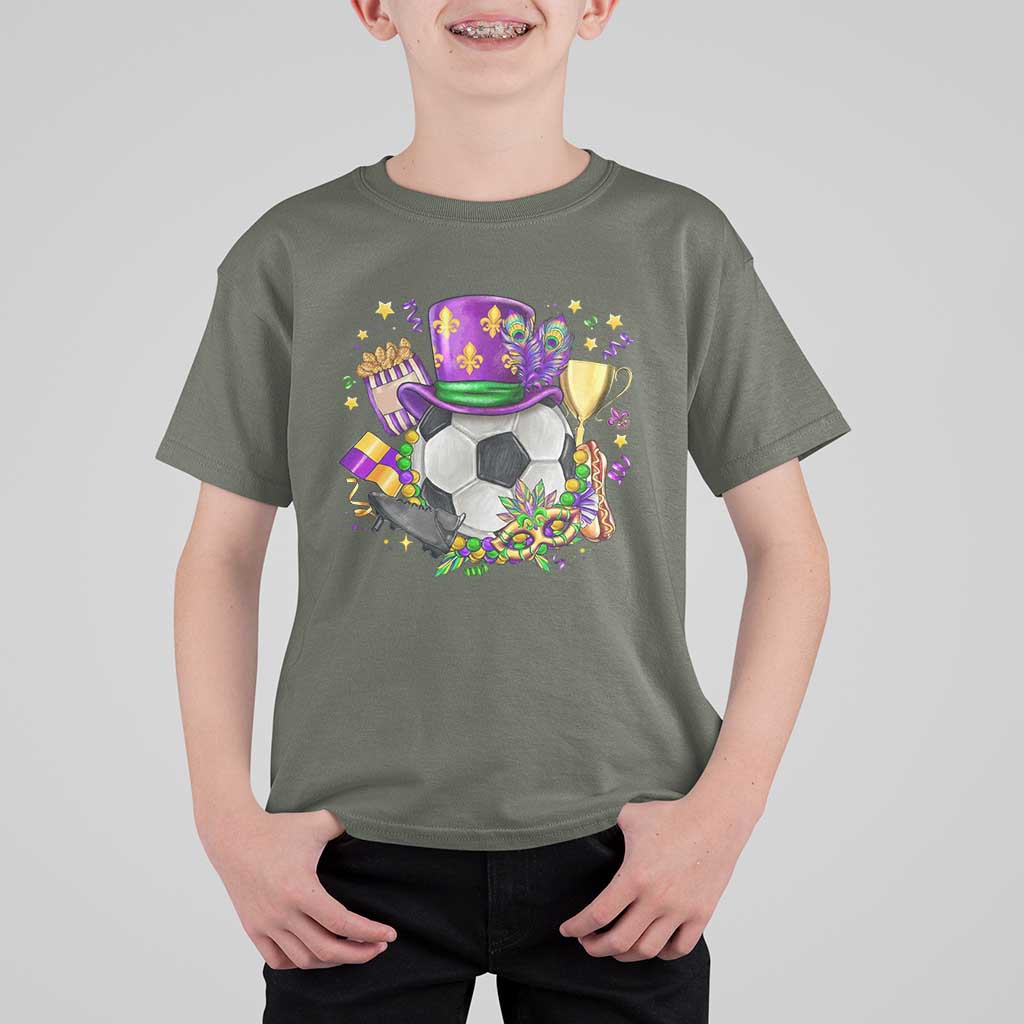 Mardi Gras Soccer Ball T Shirt For Kid Funny Soccer Player Gift