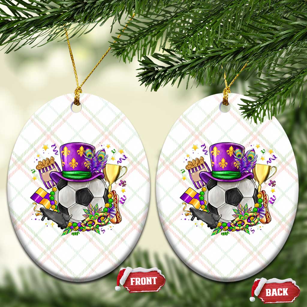 Mardi Gras Soccer Ball Ceramic Ornament Funny Soccer Player Gift